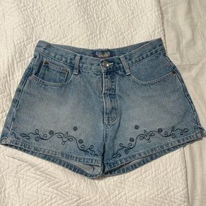 jean shorts with embroidery